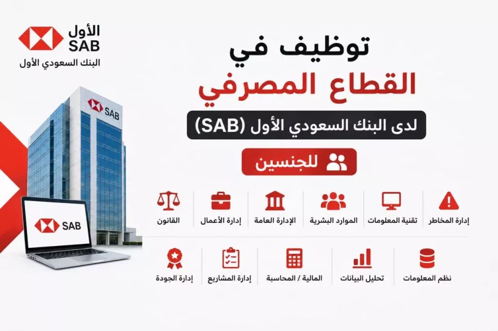 البنك السعودي الأول SAB يعلن فرص توظيف للجنسين في القطاع المصرفي