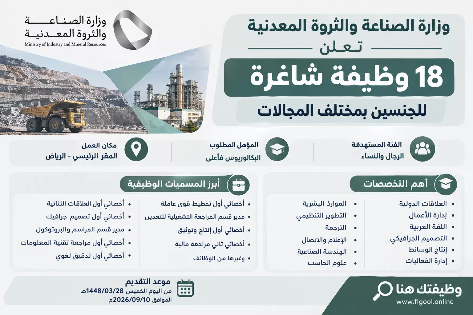 وظائف وزارة الصناعة والثروة المعدنية