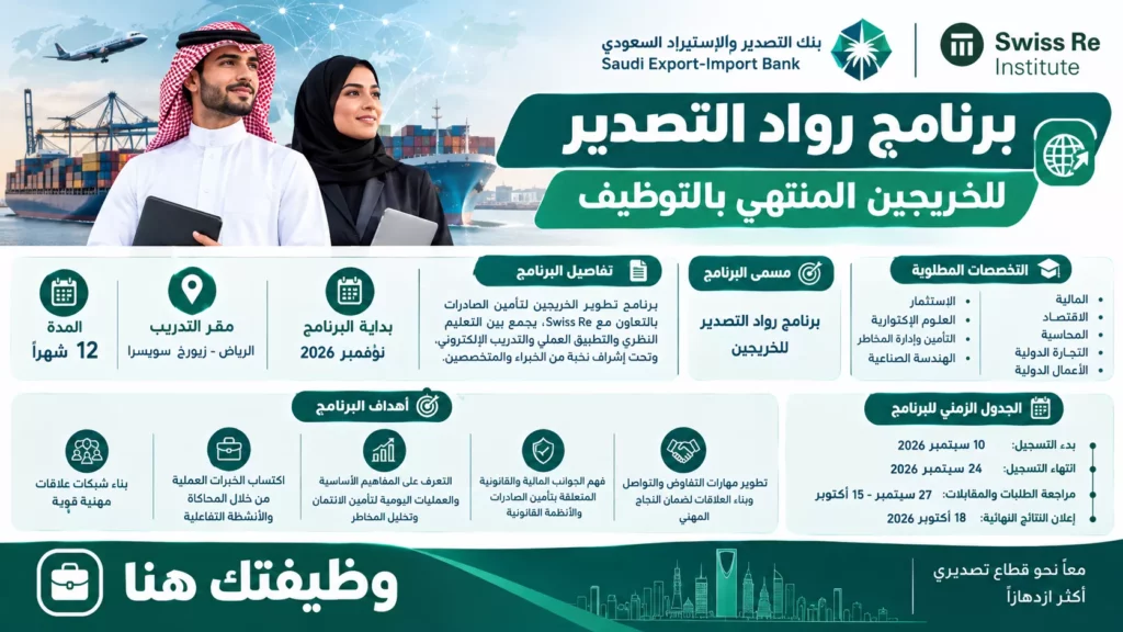 بنك التصدير والاستيراد السعودي يعلن برنامج رواد التصدير للخريجين 2026