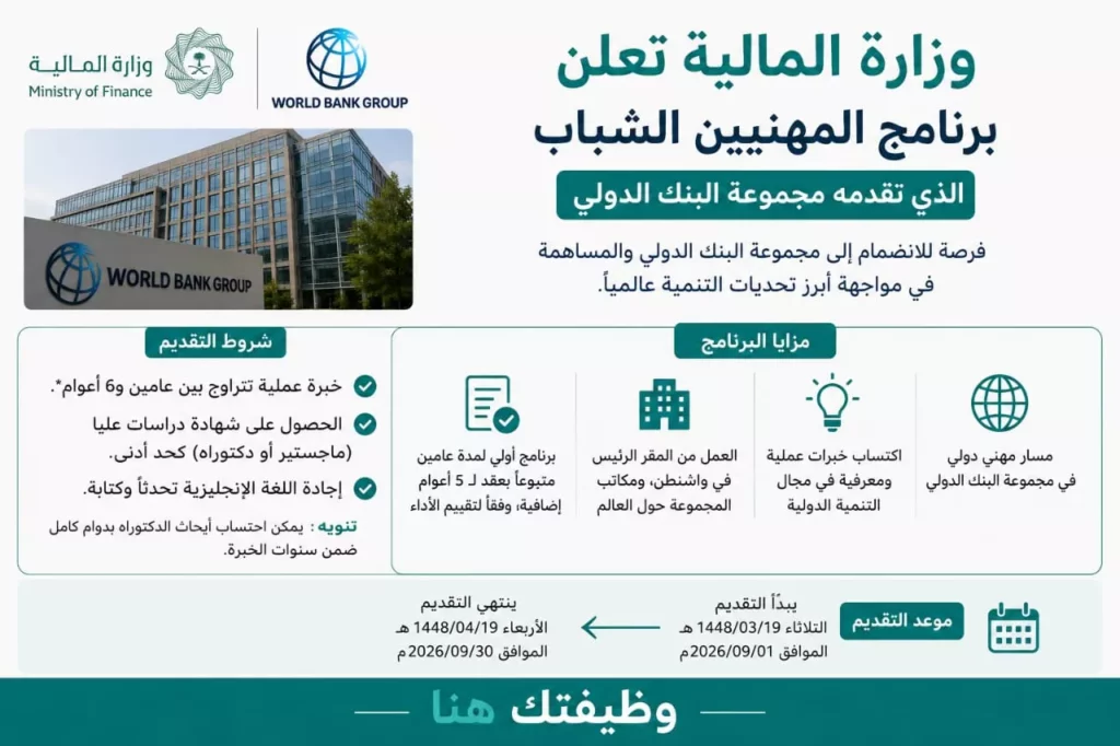 برنامج المهنيين الشباب من مجموعة البنك الدولي 2026