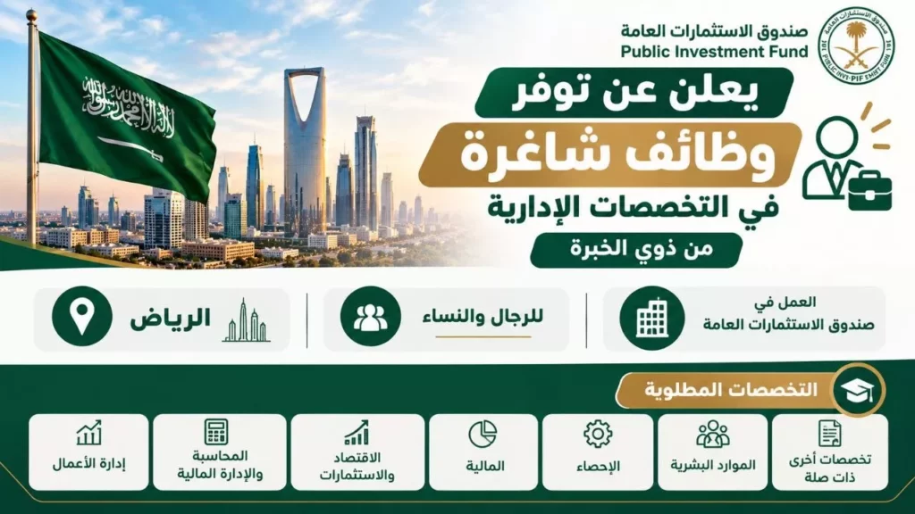 وظائف صندوق الاستثمارات العامة شواغر إدارية واستثمارية بالرياض 2026