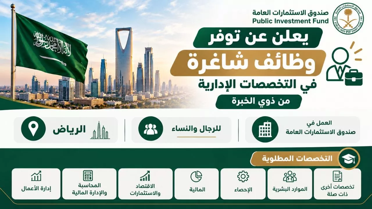 وظائف صندوق الاستثمارات العامة شواغر إدارية واستثمارية بالرياض 2026