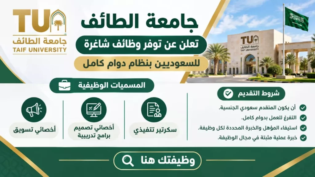 وظائف جامعة الطائف مركز البحوث والاستشارات وظائف تعاقدية بدوام كامل 2026